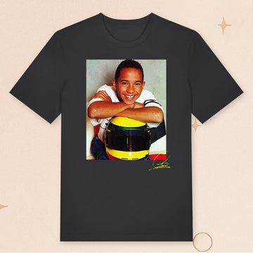 Plus 44 Merch Lewis Hamilton Signature Photo T-Shirt Best Gifts For F1 Fans - Roseregae