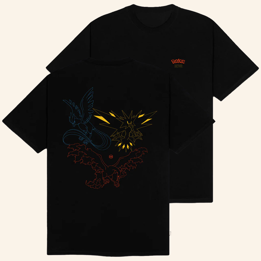 Pokemon Merch Pokemon X Dolly Noire Legendary Birds Black T-Shirt Pokemon Gifts For Adults - Roseregae
