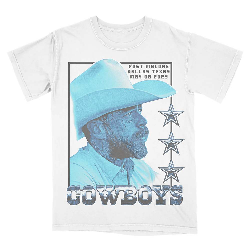 Post Malone Tour Merch 2025 Post Malone X Dallas Cowboys Photo T-Shirt Father's Day Gifts - Lily Birch Market