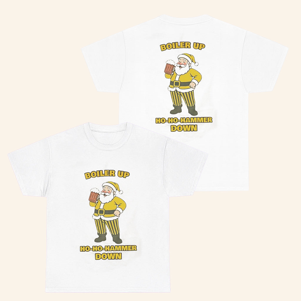 Purdue Basketball Merch Boiler Up Ho Ho Hammer Down Christmas T-Shirt Gifts For Him - Roseregae