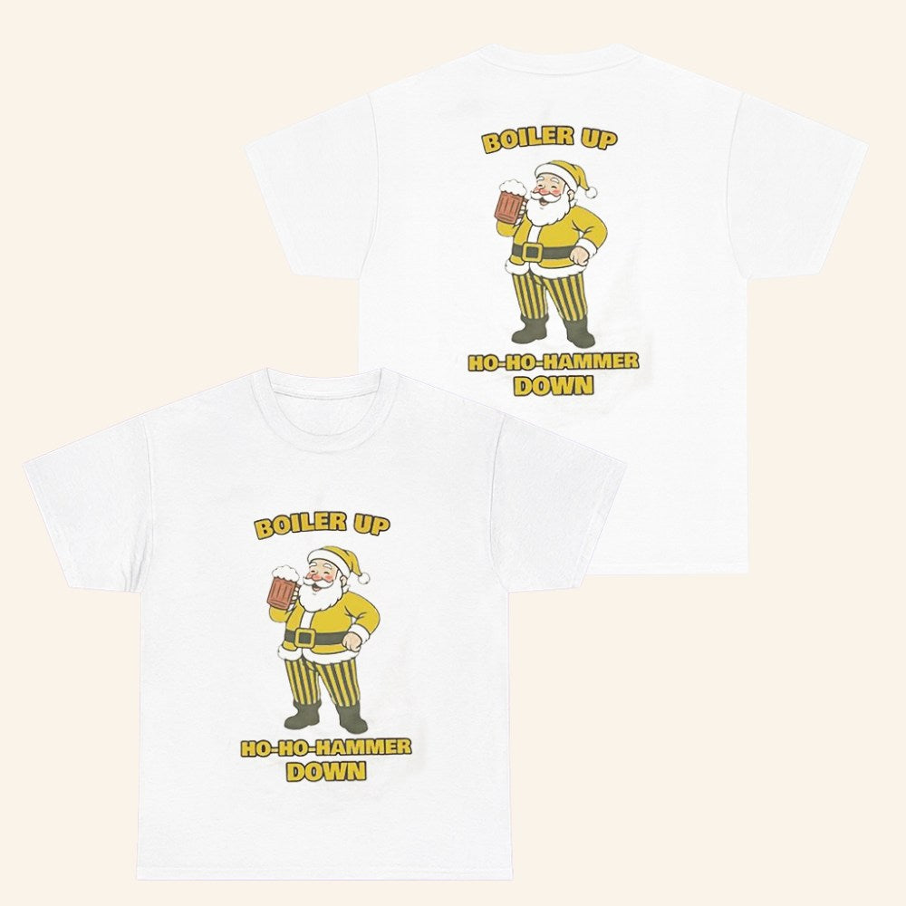 Purdue Basketball Merch Boiler Up Ho Ho Hammer Down Christmas T-Shirt Gifts For Him - Roseregae