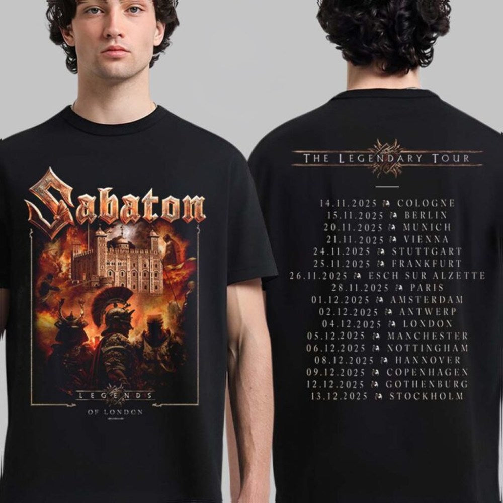 Sabaton Legendary Tour Europe 2025 Legends Of London UK Pop Up Shop On December 4 2025 T-Shirt - Roseregae