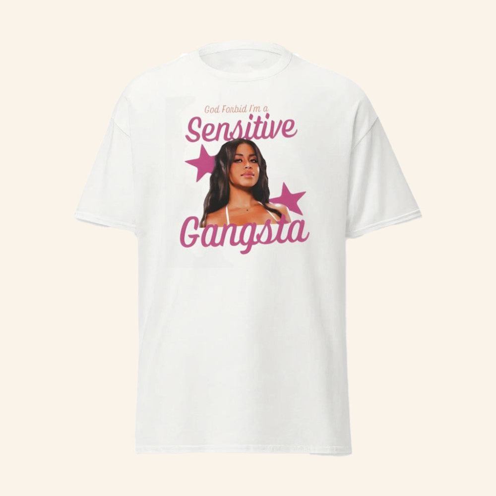 Sensitive Gangsta Merch Sensitive Gangsta White T-Shirt Best Gifts For Wife - Roseregae