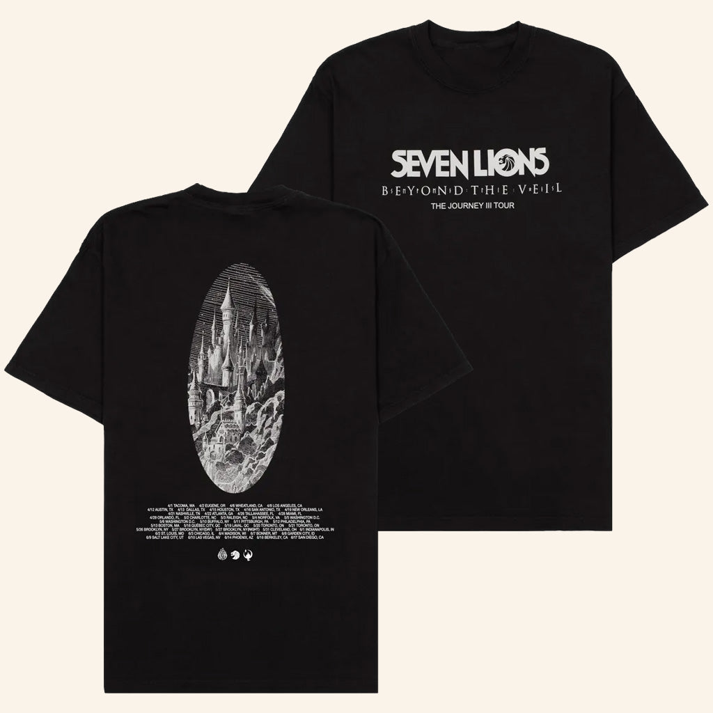 Seven Lions Merch Journey III Black Tour Date T-Shirt Presents For Music Lovers - Roseregae