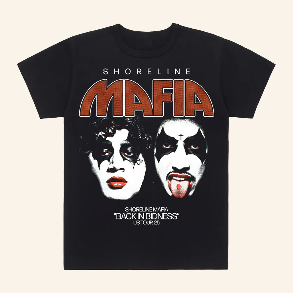 Shoreline Mafia Merch Shoreline Kiss T-Shirt Back In Bidness US Tour 25 Shirt Gifts For Fans - Roseregae