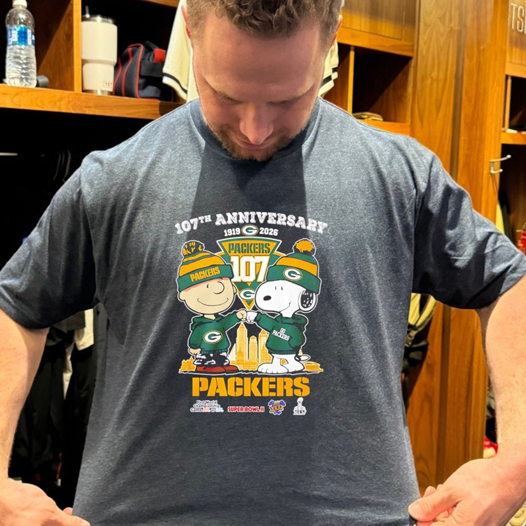 Snoppy Green Bay Packers 107Th Anniversary 1919 2026 Skyline T Shirt - Roseregae