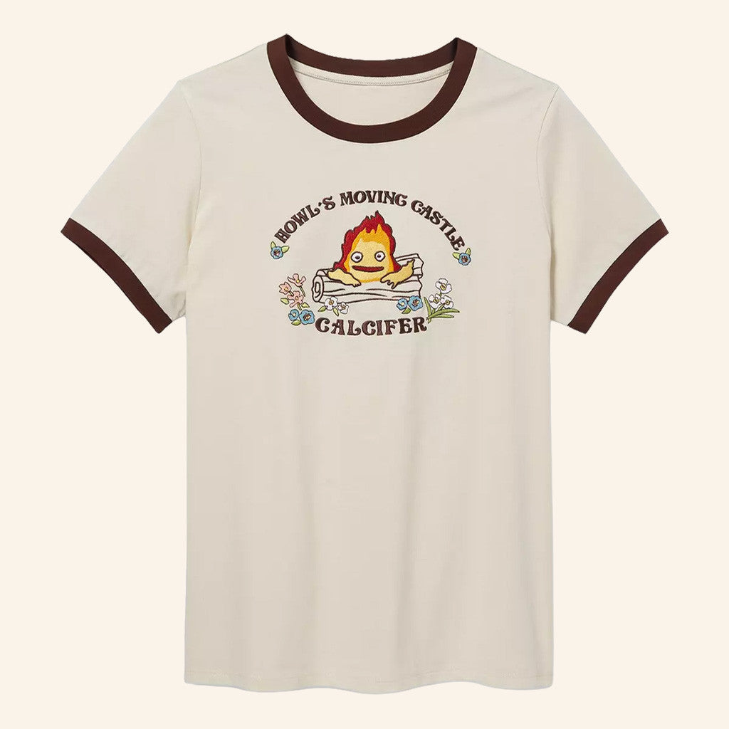 Studio Ghibli Merch Howl's Moving Castle Calcifer T-Shirt Birthday Ideas For Wife - Roseregae
