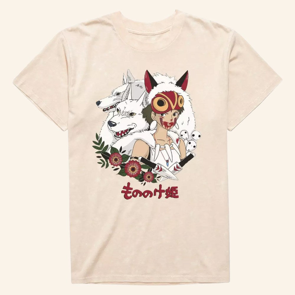 Studio Ghibli Merch Princess Mononoke Wolf Princess T-Shirt Best Anime Fan Gifts - Roseregae