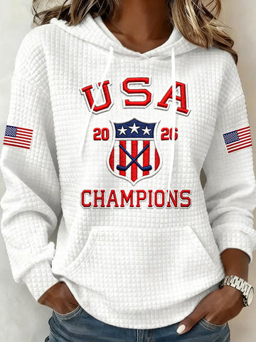 Team USA Hockey Olympic Champions Hoodie USA Hockey Gold Medal Merch Olympics 2026 White - Rose Regae