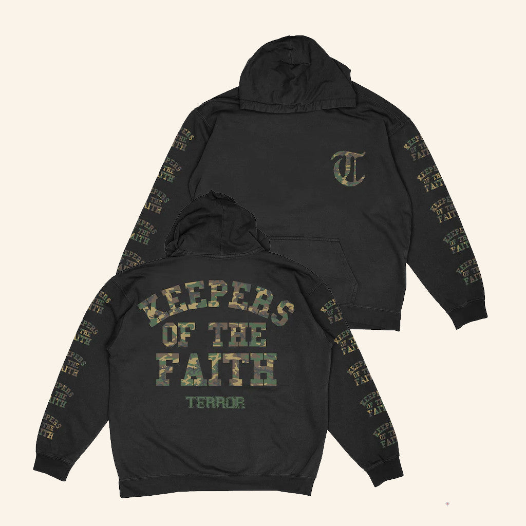 Terror Merch Keepers Of The Faith Camo Hoodie Gifts For Music Lovers - Roseregae
