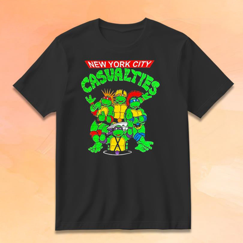 The Casualties Merch NYC Ninja Turtles Black T-Shirt Gift Ideas For Rock Music Lovers - Roseregae