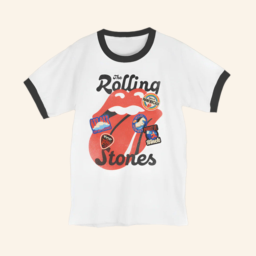 The Rolling Stones Merch Stickered Tongue Ringer T-Shirt Gifts For Her - Roseregae