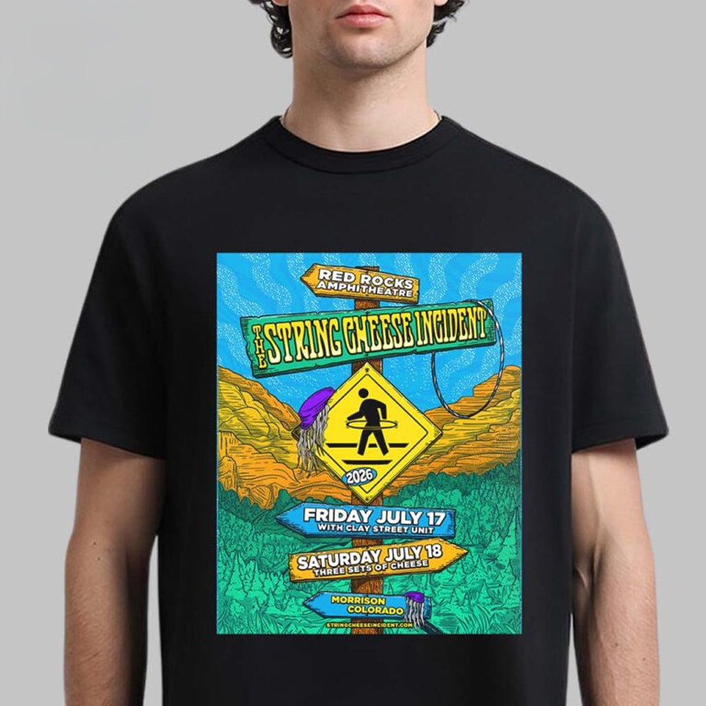 The String Cheese Incident Live At Red Rocks Amphitheatre 2026 Poster In Morrison Colorado From July 17 To 18 2026 T-Shirt - Roseregae