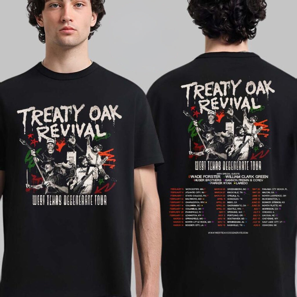 Treaty Oak Revival West Texas Degenerate Tour 2026 North American City Dates T-Shirt Fan Merch - Roseregae