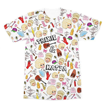 Trixie And Katya Merch Trixie And Katya Collage T-Shirt Unique Gifts For Besties - Roseregae