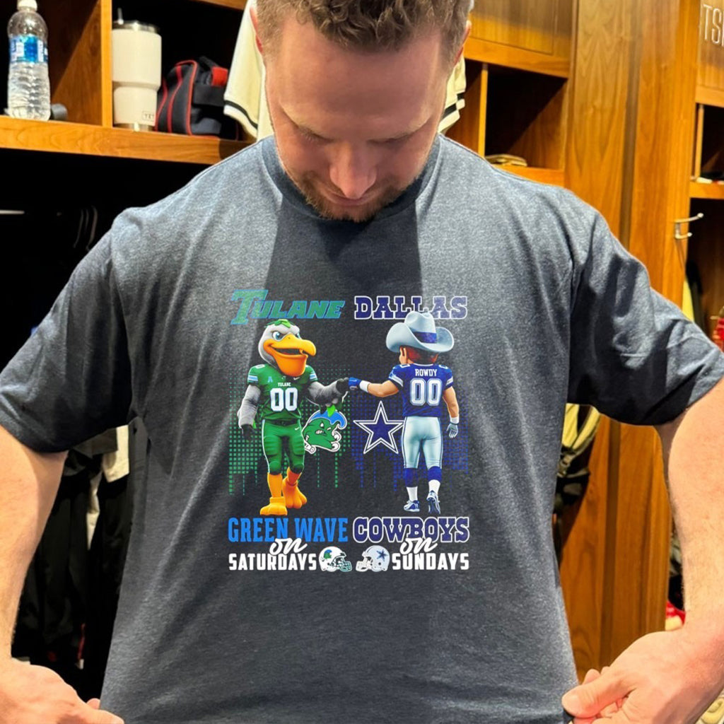 Tulane Green Wave On Saturdays Vs Dallas Cowboys On Sundays Mascot Skyline T Shirt - Roseregae