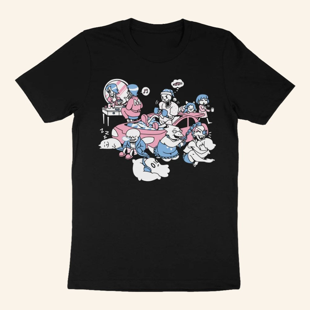 Undertale Merch Sleepover Black T-Shirt Birthday Ideas For Husband - Roseregae