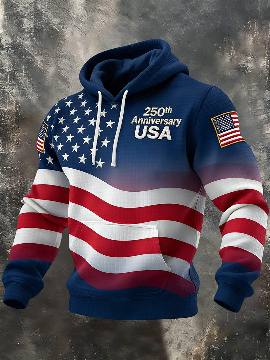 USA 250th Anniversary Hoodie Men's American Flag Hoodie Patriotic Gifts For Father - Rose Regae