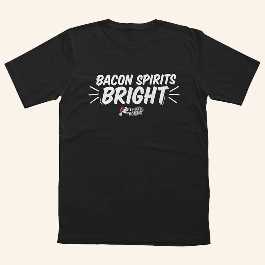 Waffle House Merch Bacon Spirits Bright T-Shirt Christmas Gifts Ideas For Husband - Roseregae