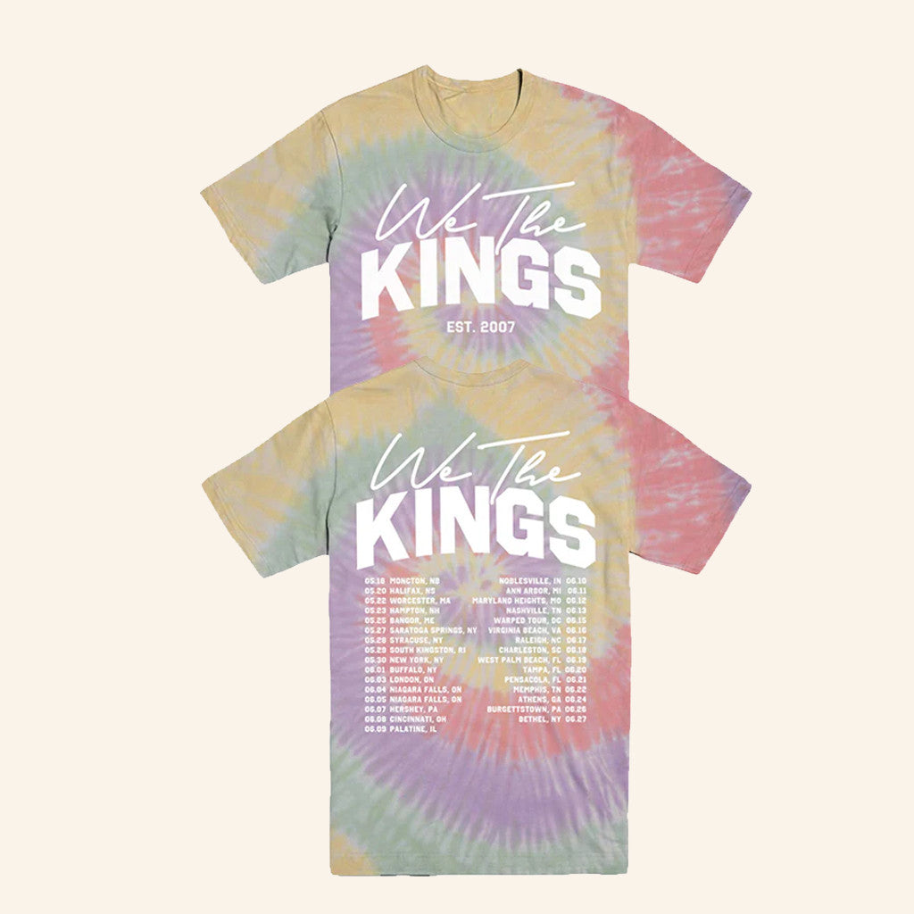 We The Kings Merch Tour Date Tie Dye T-Shirt Cool Gifts For Rock Lovers - Roseregae