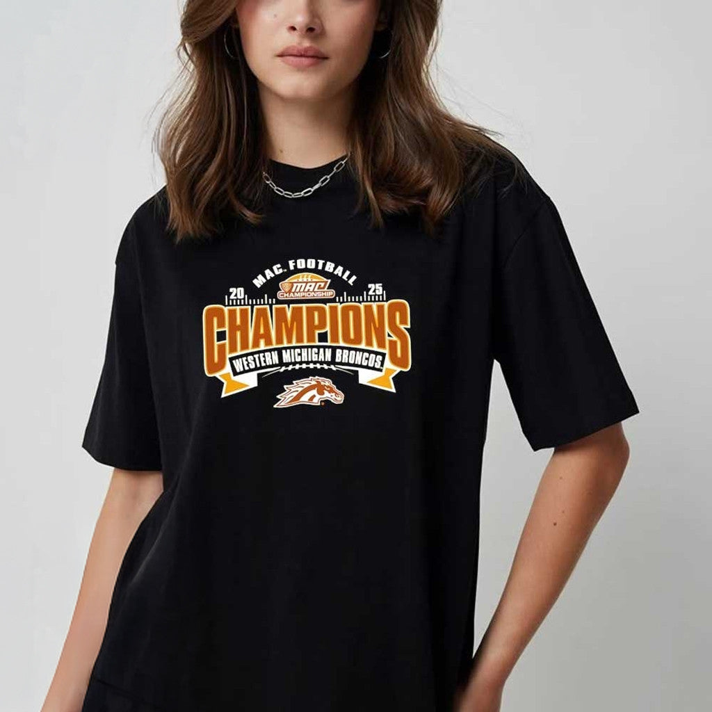 Western Michigan Broncos 2025 Mac Football Conference Champions Shirt Fan Merch Gifts Ideas - Roseregae