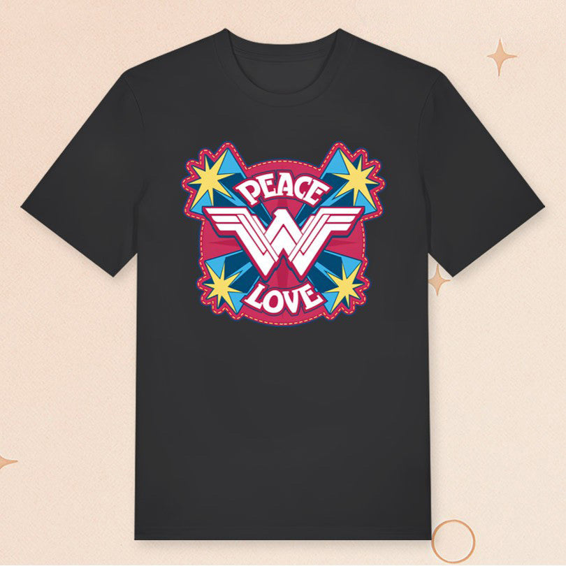Wonder Woman Peace Love T-Shirt DC Comics Shirt Gifts Ideas For Girlfriend - Roseregae