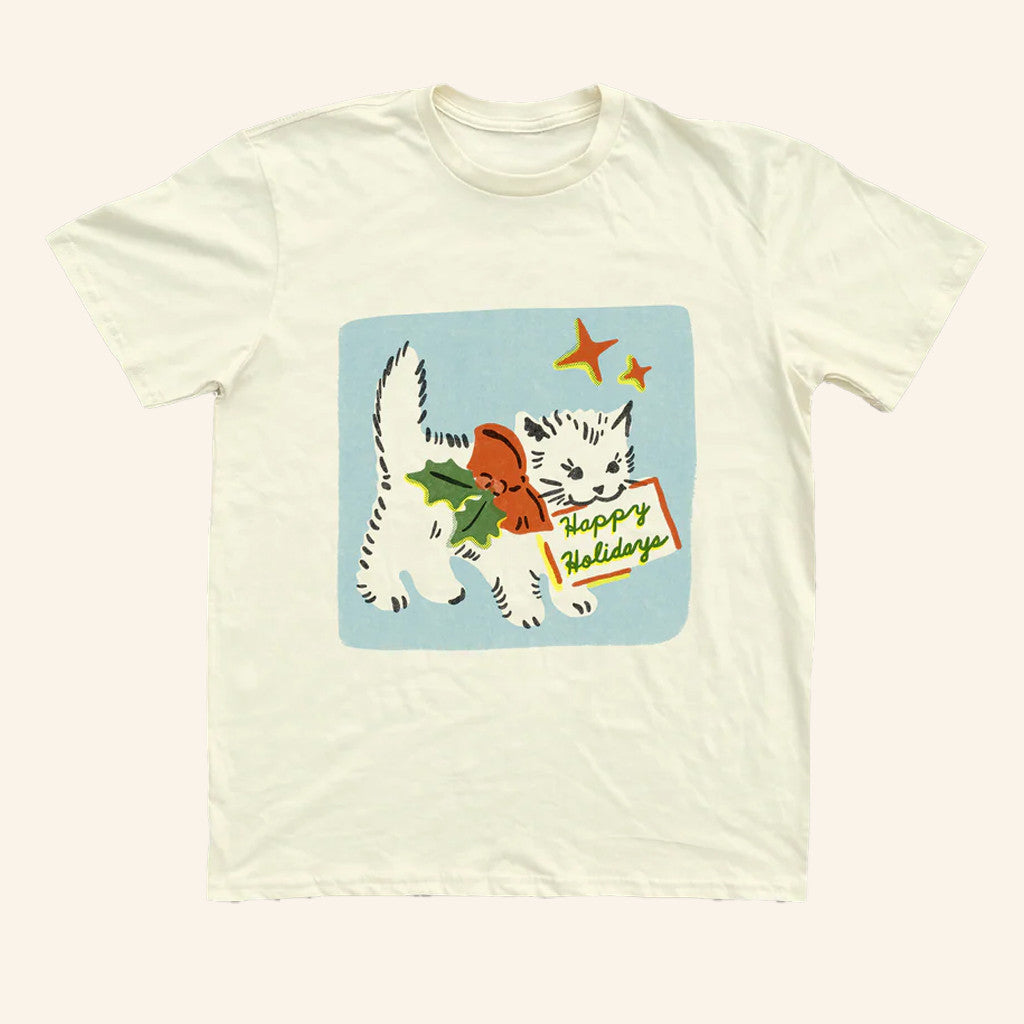 Yarrow Goods Merch Cat Happy Holidays T-Shirt Christmas Gifts Ideas For Wife - Roseregae