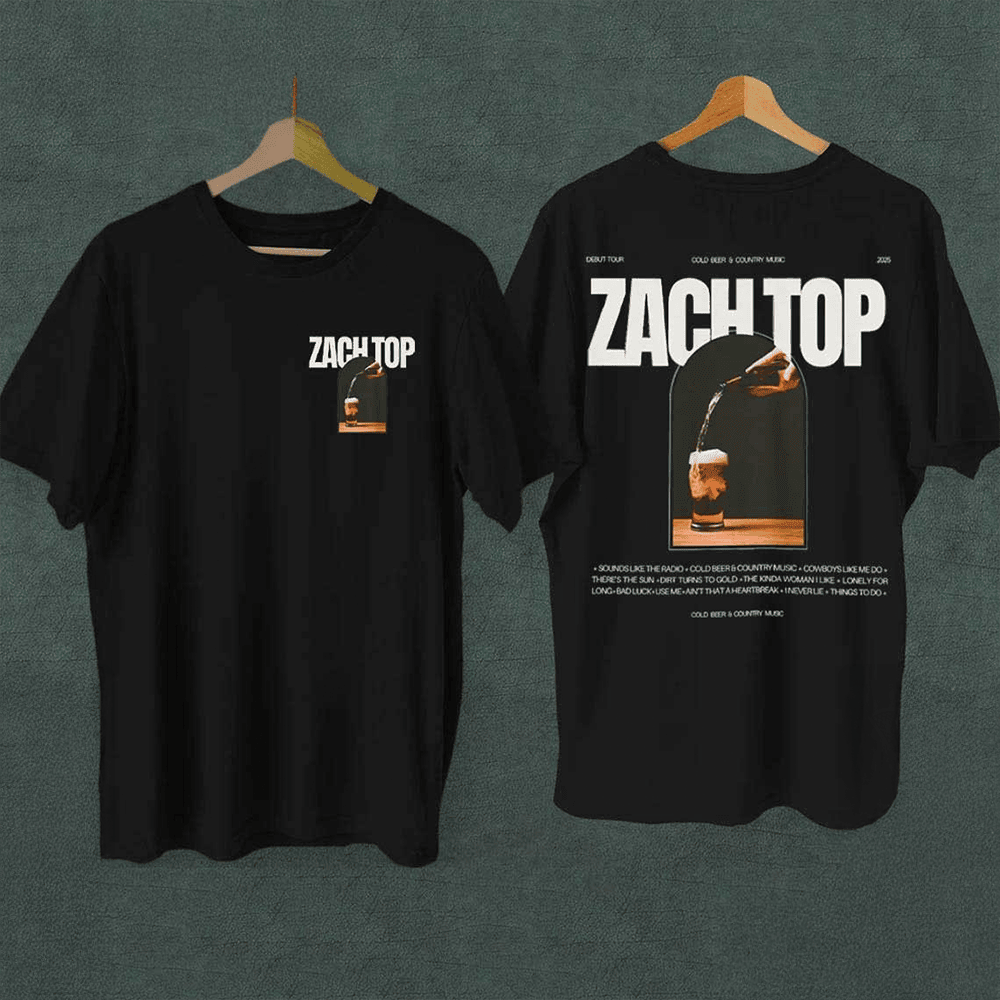 Zach Top Merch Zach Top Cold Beer And Country Music Tour 2025 T-Shirt Gifts For Fans - Roseregae